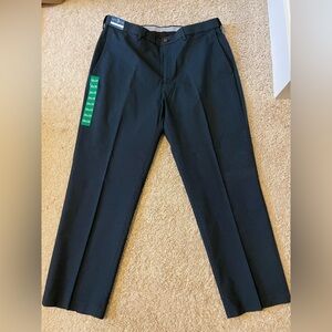 Haggar Men's No Iron Khaki Classic Fit Flat Front Hidden Expandable Waist Pant